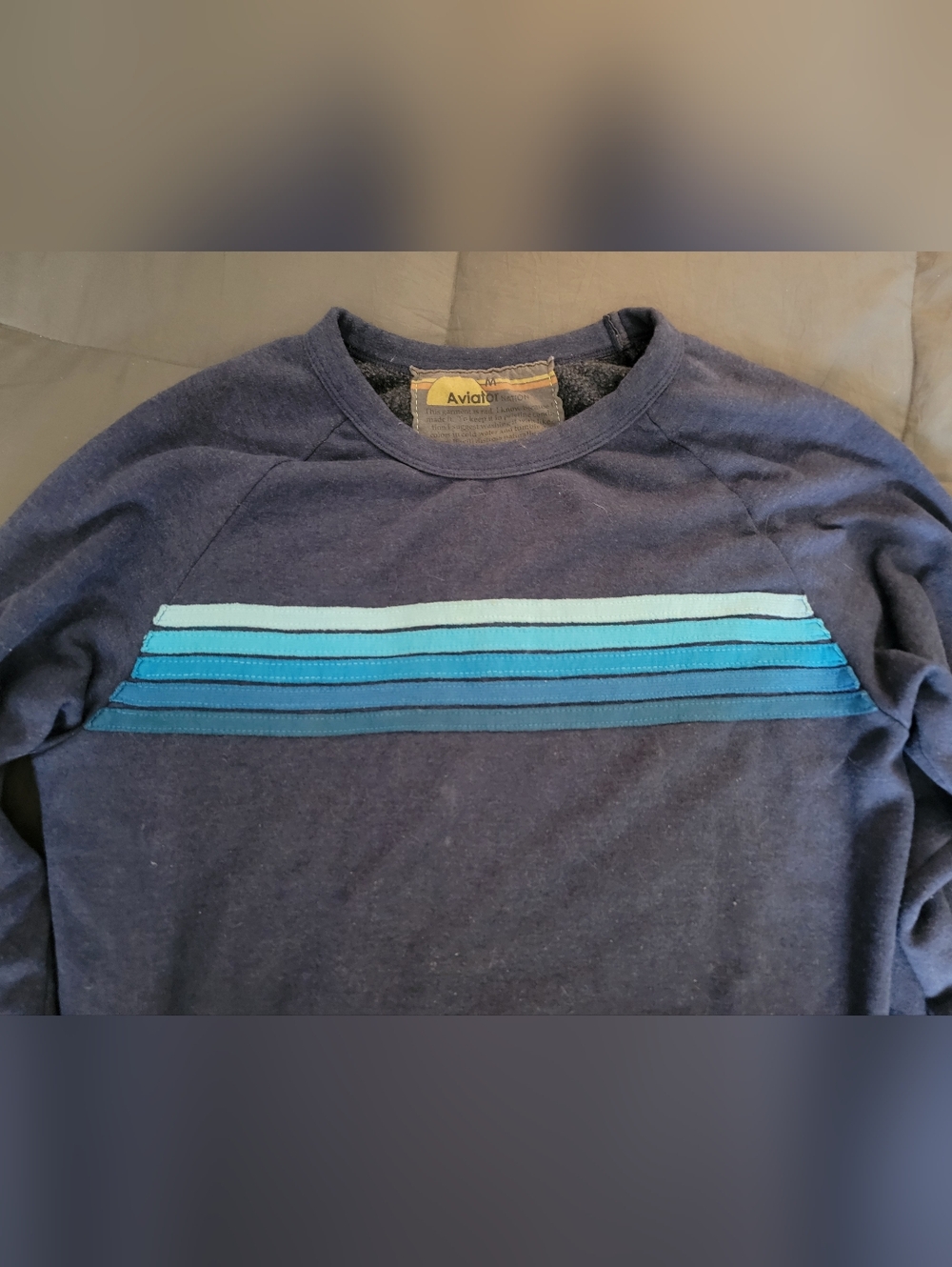 Aviator Nation Blue Five Stripes Women Crewneck Medium